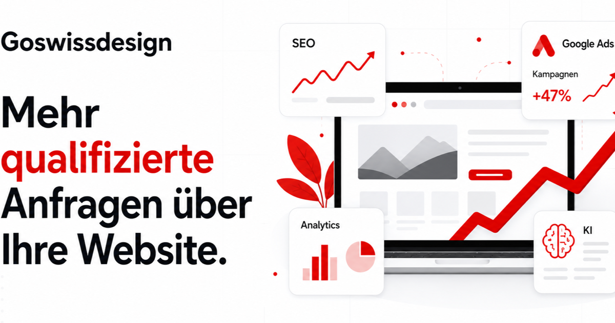 Go Swiss Design mit Website, SEO, Google Ads, Analytics und KI