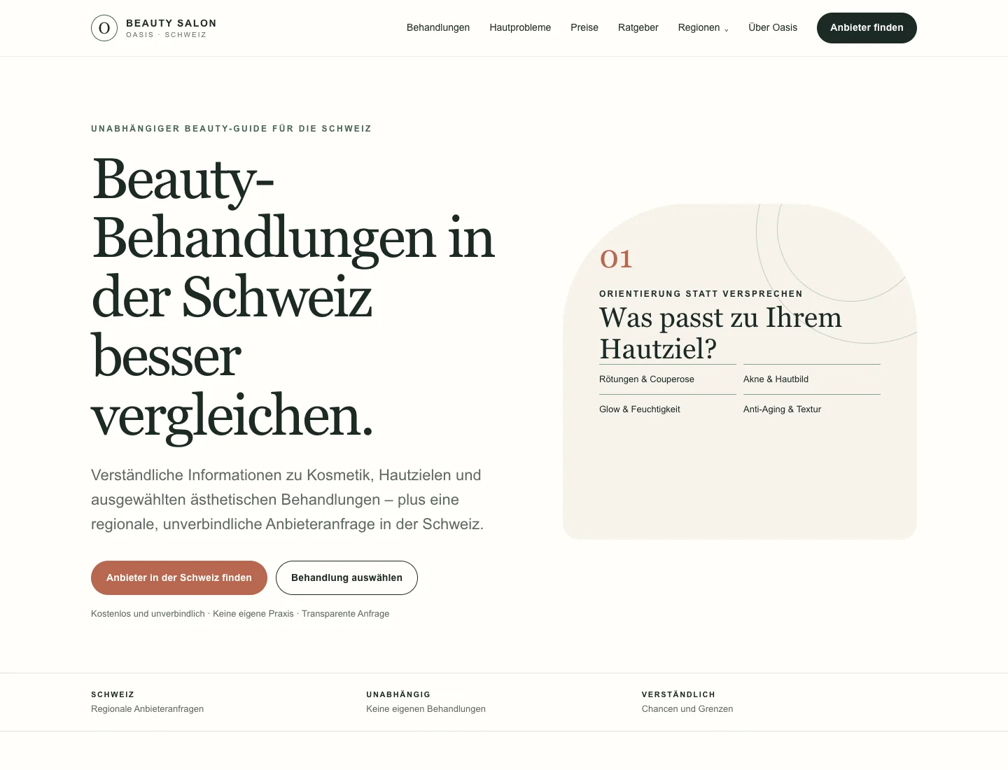 Webdesign Beauty Salon Oasis Schweiz