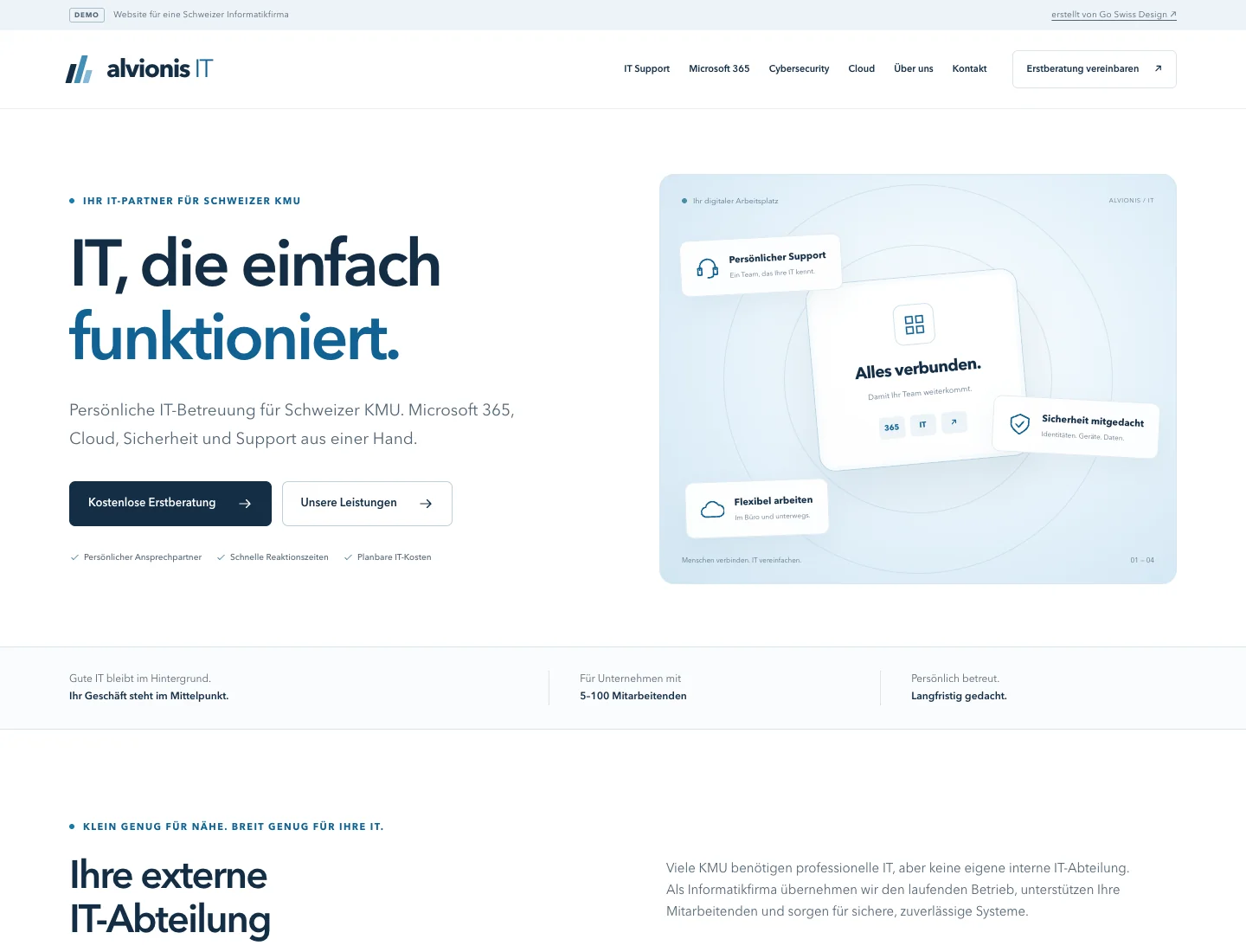 Demo Webdesign für Schweizer Informatikfirma