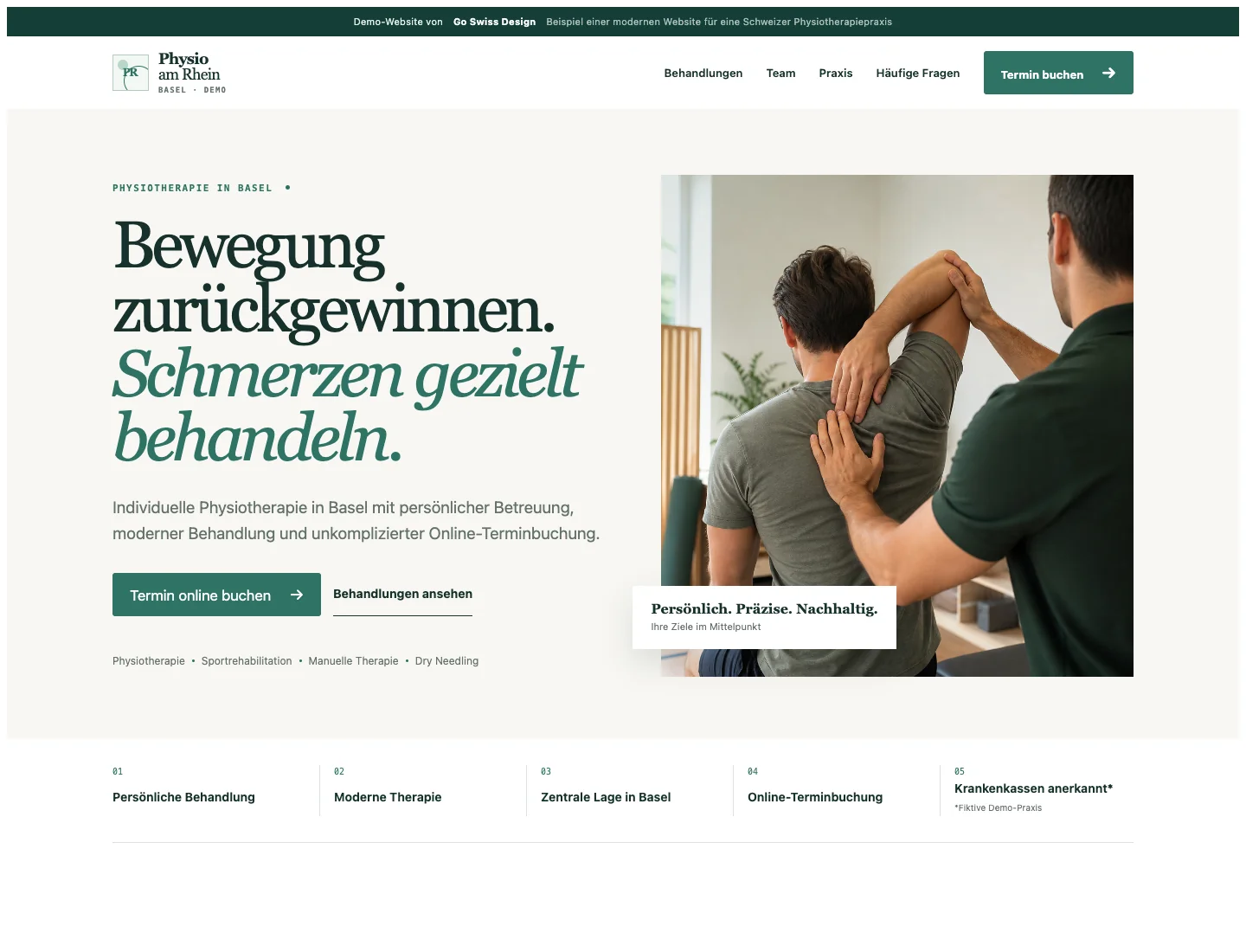 Demo Webdesign für Physiotherapiepraxis